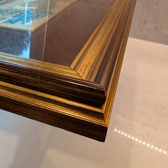 Vintage Italian Picture of sail boats along the coast on gold leaf and hand pain - Picture 4 of 11